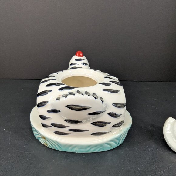 Vintage White and Black Chicken on Nest Sugar Bowl with Egg Salt & Pepper Set - Picture 4 of 11